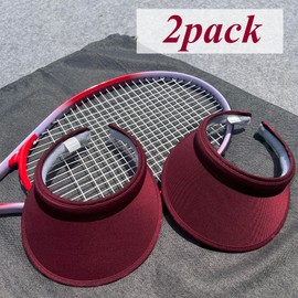 2 Pack Sun Visor Hats Women Men Clip On Wide Brim Visors Hat Outdoor Sports Golf Beach Travel Tennis Caps, Maroon, 6 3/4-7 1/2