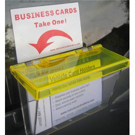 Outdoor Vehicle Business Card Holder Box - Clear Box with Yellow Lid