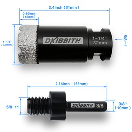 Dry Diamond Core Drill Bits 1-1/4 Inch (32mm) Tile Hole Saws for Porcelain Ceramic Tile Granite Marble Stone Brick Diamond Hole Saw with 5/8-11 Thread and 3/8inch Hex Shank Adapter