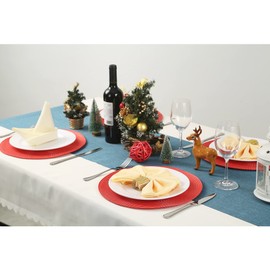 WANYD Round Placemats for Dining Table Set of 6,12.6 Inch,Small Circle Placemats Washable Heat-Resistant Non-Slip Round Table Mats for Kitchen Table,Red