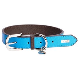 DO & G Leather Collection Dog Collar, Large, Blue