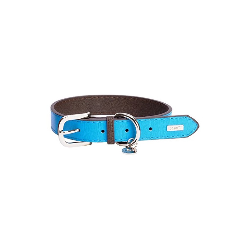 DO & G Leather Collection Dog Collar, Large, Blue