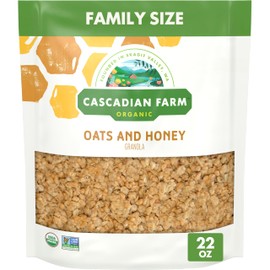 Cascadian Farm Organic Granola, Oats and Honey Cereal, Resealable Pouch, Family Size, 22 oz