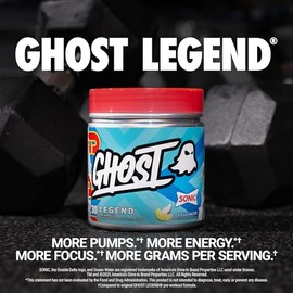 GHOST Polvo pre-entrenamiento Legend, Sonic Ocean Water - 30 porciones - Pre-entrenamiento para hombres y mujeres con colina, L-citrulina y beta-alani