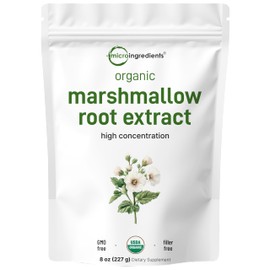 Micro Ingredients Organic Marshmallow Root Powder, 8 Ounce, Filler Free and Traditionally Used, Supports Digestive Gastrointestinal Health, Non-Irradiated and No GMOs, Vegan Friendly