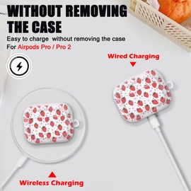 CameCosy Cute Case for Airpods Pro 2nd/1st Generation with Lovely Keychain, Unique Strawberry Flowers Design for Women Girls Shockproof TPU Protective Cover for AirPod Pro (2023/2022/2019)