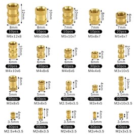 Pack of 480 Threaded Inserts, M2 M2.5 M3 M4 M5 M6 Insert Nut Brass Threaded Bushings Female Thread Knurled Nuts with Plastic Box for Plastic Parts by Heat or Ultrasonic in 3D Printer Parts