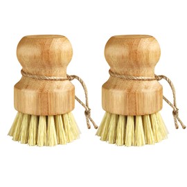 Bamboo Pack of 2 Mushroom Brush, Mushroom Brush, Dish Brush, Wooden Kitchen Brush for Cleaning Pots, Pots and Vegetables