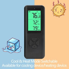 DIGITEN Wireless Thermostat Plug-in Temperature Controller Outlet Remote Control Built in Temp Sensor Thermometer Heating Cooling Mode for Fan Heater Greenhouse Home Brew Reptile, Black