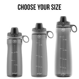 Pogo BPA-Free Tritan Plastic Water Bottle with Chug Lid, 40 Oz, Grey