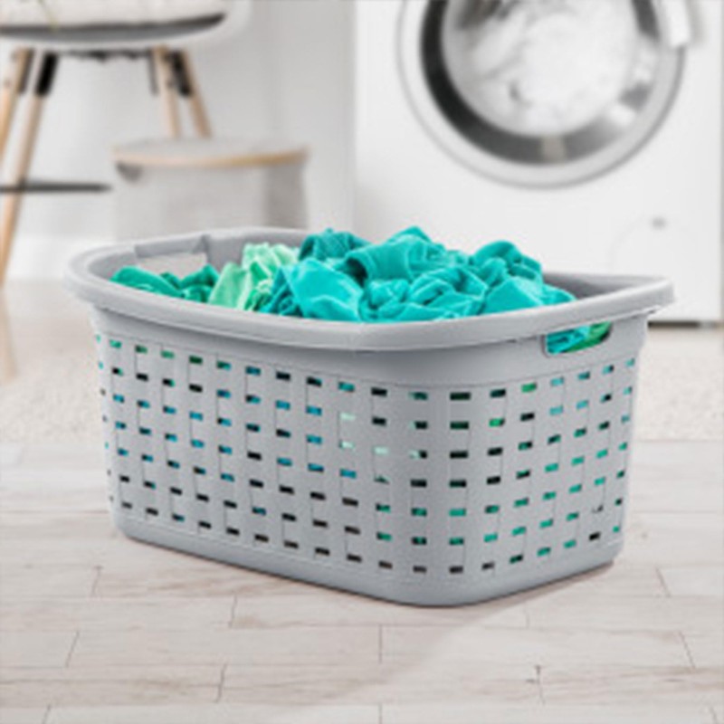 Sterilite 6-Pack Weave Laundry Basket, Rectangle Plastic Clothes Hamper w/