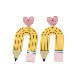 Acrylic Pencil Drop Dangle Earrings Creative Rainbow Back to School for Students Women Appreciation Teacher Pre-K Earrings Jewelry-yellow rainbow