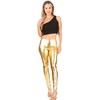 Sakkas Footless Liquid Wet Look Metallic Stretch Leggings - Gold/Medium
