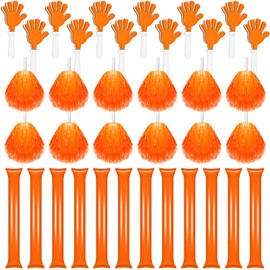 Sosation 36 Pcs Cheerleading Pom Poms Hand Clappers and Thunder Sticks Cheering Noise Makers for Sporting Events Football Games School Dance Team Spirit Items Party Favors (Orange)
