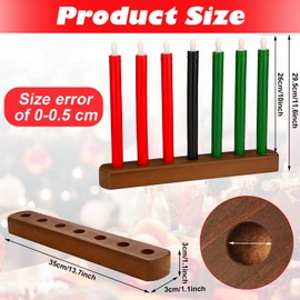 Baquler 8 Pcs Kwanzaa Kinara Set Kwanzaa Candles Kwanzaa Candle Holder Set Kinara Candle Holder Flameless Battery Powered Electric Candles with Kinara Wood Candle Holder Wood