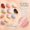 SXVME Uñas postizas cortas almendradas color rosa nude cromado, uñas