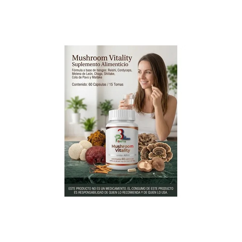 Mushroom Vitality 60cap 3balancepoints Energíaconcentración