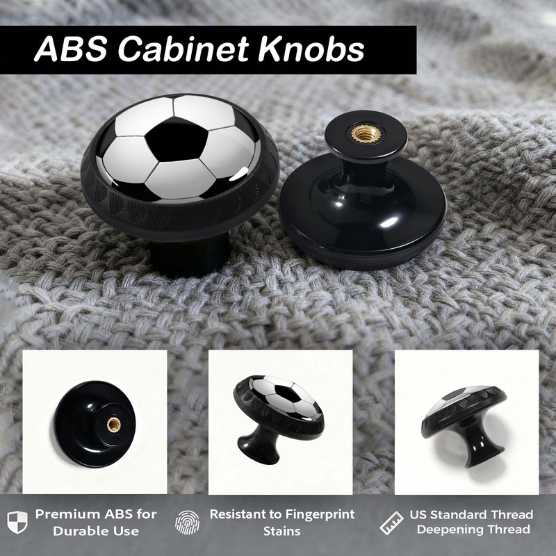 Artinhand 4 Pack Soccer Cabinet Knobs for Kitchen Bathroom