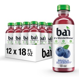Bai Antioxidant Infused Water Brasilia Blueberry 18oz Bottles 12 Pack