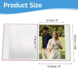 uxcell Small Photo Album, 5x7 Inch Linen Cover Pockets Photo Book, Slip-in Picture Albums with Display Window Holds 26 Page 52 Photos for Wedding Family Anniversary, Beige