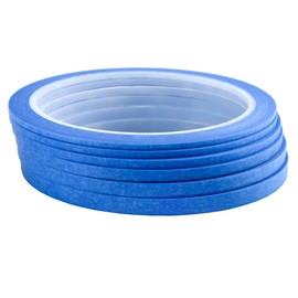 6Rolls Washi Masking Tape for DIY Nail Arts Drawing Pattern Making 2mm 2.5mm 3mm 4mm 5mm 6mm x 25m (Blue)