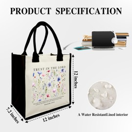 Christian Shoulder Beach Bag, Trust In The Lord Canvas Tote Bag, Inspirational Gifts For Women, Bible Verse Wildflower Shopping Bag, Birthday Christmas Motivational Gifts For Friends -42