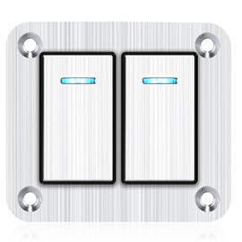 Xhtechnology 2 Gang Aluminum Rocker Switch Panel - 12V/24V Switch Panel 3 Pin ON/Off Pre-Wired Waterproof Toggle Switch Panel for Marine Boat Automotive Car RV