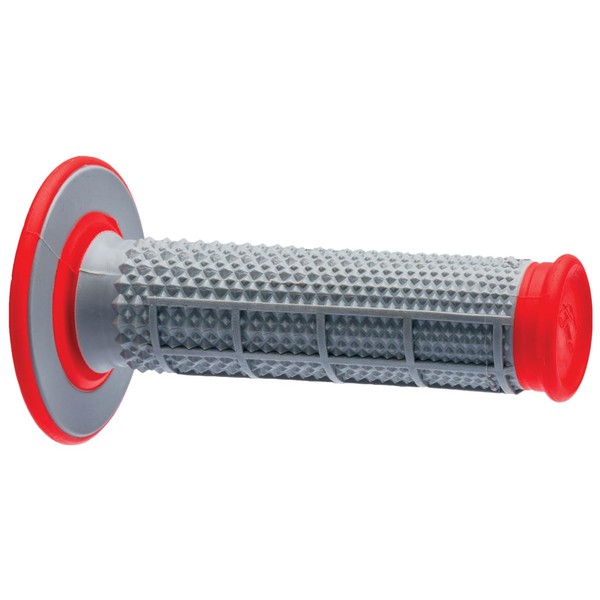 Renthal G163 Tapered/Half Waffle, Grey/Red, Dual Compound MX/Enduro Grips, 3-Pack