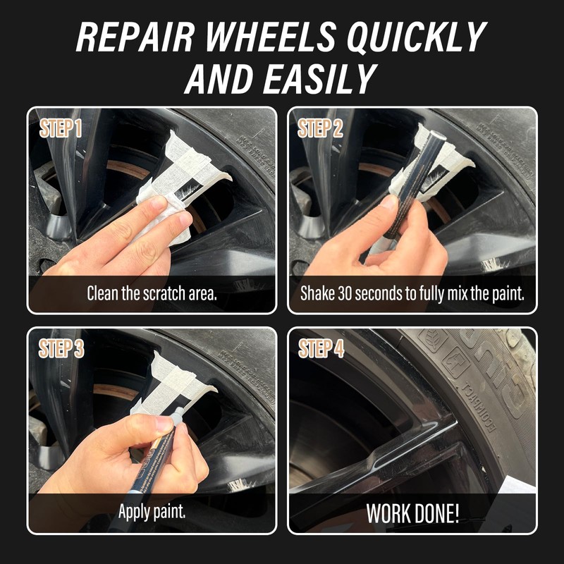 Rim Repair Kit Curb Rash, Wheel Scratch Repair Kit, Gloss