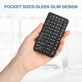 Rii Mini Bluetooth Keyboard,Portable Wireless Keyboard with Backlit,Rechargeable Mini Keyboard for Smart TV/Android TV Box/SmartPhone/HTPC/IPTV, BLACK(Upgrade-TypeC)