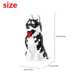 Larcele 753 Pieces Micro Building Blocks Toy Kit, Mini Animal Bricks Building Blocks Set KLJM-05 (Sibirian Husky) Reusable