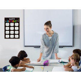 Fsaoor Happy Birthday Chart Poster for Classroom - Confetti Birthday Calendar Class Birthday Chart Posters for Bulletin Board Decorations Back To School Teacher Supplies