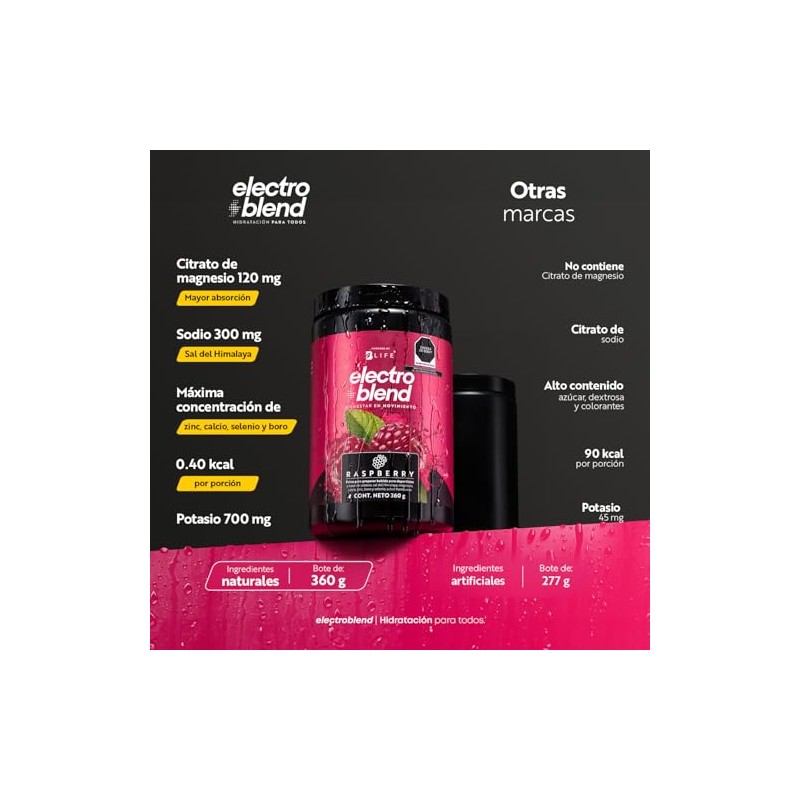 B Life Electrolitos en Polvo 360g Sabor Frambuesa sin Azúcar