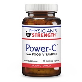 Physician's Strength Power-C - 90 Capsules - Raw Food Vitamin C + Flavonoids from Camu Camu, Acerola Cherry, Rhus coriaria & Rose Hip - Kosher - 30 Servings