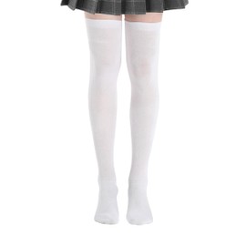 MK MEIKAN White Knee High Socks - Thigh High Stockings for Women, Long Leg Warmers Socks for Daily Wear (1 Pair)