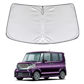 NBOX Sunshade JF1 N Box Sun Shade JF2 N-BOX Sunshade for Windshield Parasol Car Sunshade High Density Fabric Sun Protection Anti-aging Insulation Easy Installation Storage Bag Included (Silver, Honda
