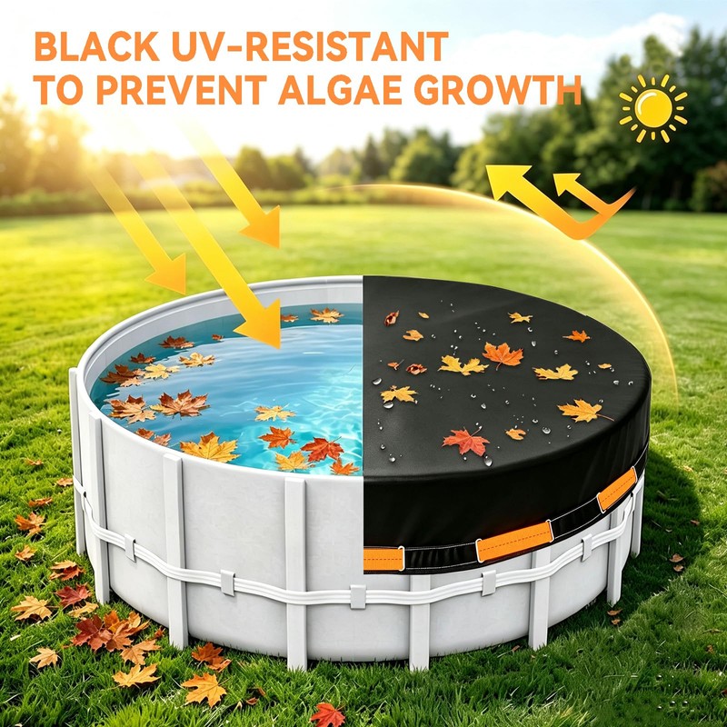 18 FT Round Pool Cover, Heavy Duty PE Waterproof Cover