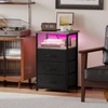 Fixwal Night Stand with Charging Station, LED Nightstand with Fabric