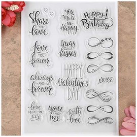 KWELLAM Words Share The Love Heart Happy Valentine's Day Happy Birthday Clear Stamps for Card Making Decoration and DIY Scrapbooking