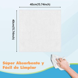 Trapos de Cocina, Paños de Microfibra 12PCS, Cleaning Cloth 40 x 40 cm, Toallas de Microfibra Limpieza, Súper Absorbente, Lavable y Reutilizable,Trapo Microfibras para Cocina、Automóvil、Vidrios-Blcnco