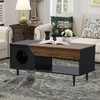 45'' Black Coffee Table Cat Living Room Tables with Storage
