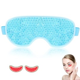 GeeRic Máscara de Gel Facial + Parches Fríos Reutilizables para Ojos Hinchados, Migrañas y Ojeras (Azul)