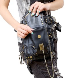 Women Men Leg Bag Waterproof Motorcycle Waist Tool Bag Multifunctional Tactical Sport Outdoor Backpack Shoulder Hip Bag, Black