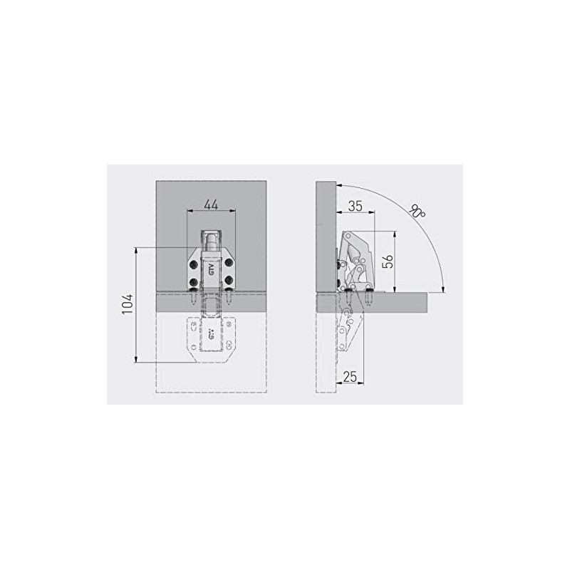 2x 90 Degree Easy Mount Concealed Kitchen Cabinet / Cupboard