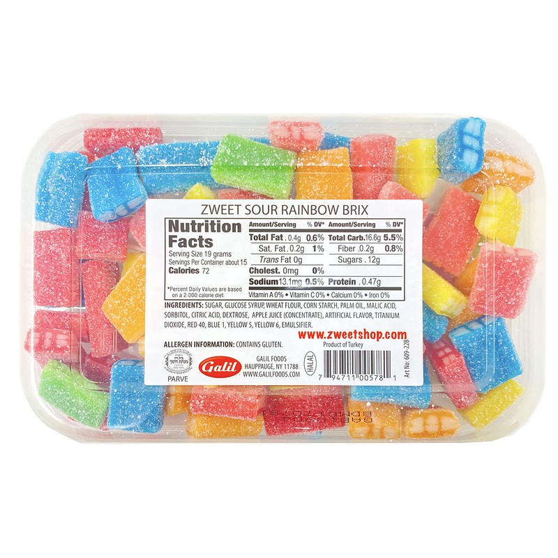 Zweet Sour Brix Rainbow Candy, Sour Rainbow Brix, Licorice Bricks