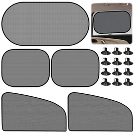 Baby Car Sun Protection, Pack of 5 Car Window Sun Protection, Sun Visor Car Net, Sun Visor Car Children, with 12 Suction Cups, Suitable for Most Vehicles