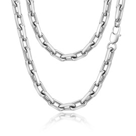 VNOX Men's Stainless Steel Silver Necklace: Chain for Men Boys 7.5 mm 45 cm 50 cm 55 cm 60 cm Silver Chain Classic Curb Chain Jewellery Gift Hip Hop Cuban Link Chain, 45 inches, Sterling Silver