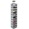 isightguard Vertical Shoe Rack, 10 Tier Grey Narrow Shoe Organizer