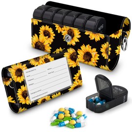 BVYA Pill Organizer Case, Weekly Travel Pill Case Medication Reminder,for 2 Times A Day, 7 Days a Week-includes Printed Leather Carrying Case