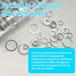 Mandark 570 PCS 18 Sizes Car Oil Crush Washers Assortment Kit, Aluminum Auto Engine Oil Drain Plug Gasket, Assorted Sizes M6 M8 M10 M12 M14 M16 M18 M20 M22 M24 for Vehicle Use, Universal Fit